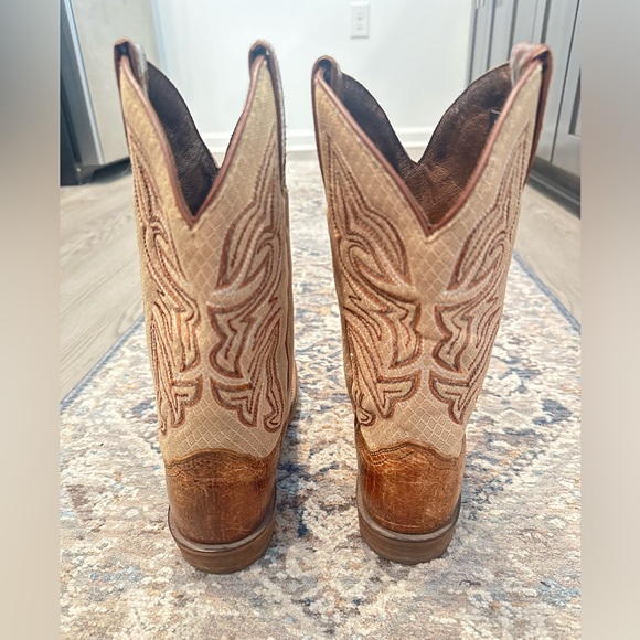 Nocona Leather Cowgirl Boots Tan Half Moon Toe 11” Tall Size 8.5 Women’s - Picture 4 of 9